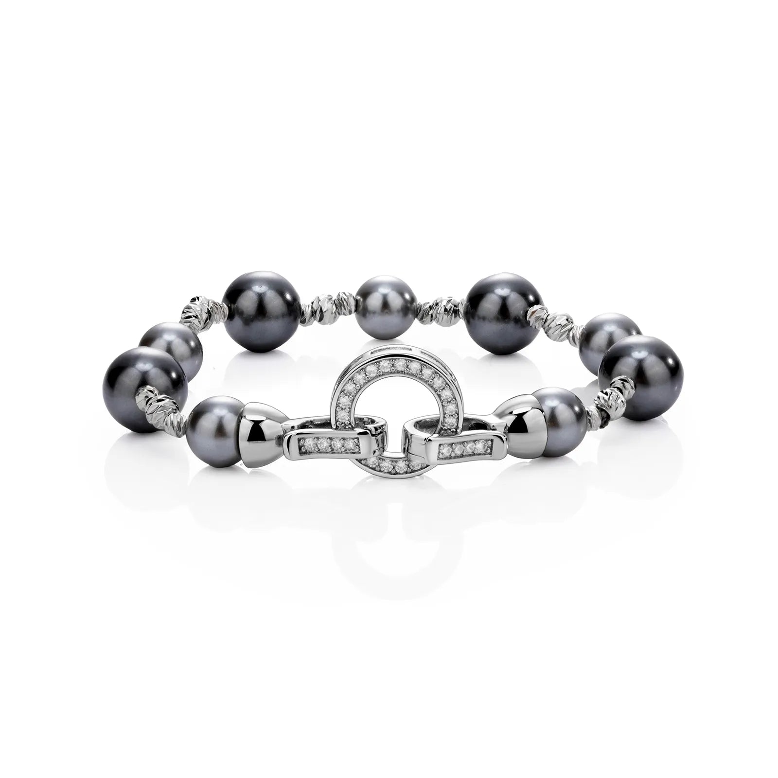 Ajatine pearl bracelet with zircon clasp, showcasing elegant jewelry