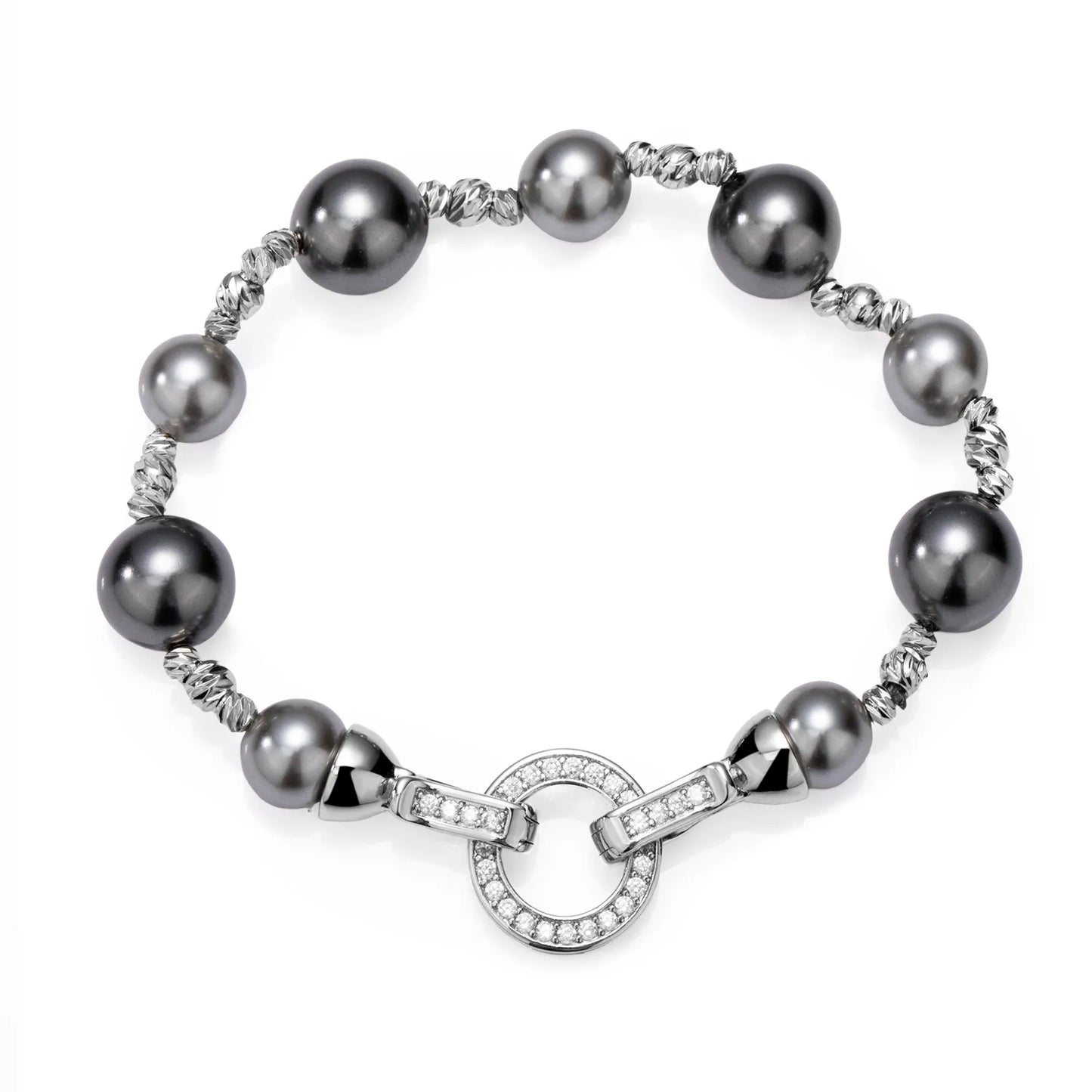 Ajatine pearl bracelet with zircon clasp, showcasing elegant jewelry