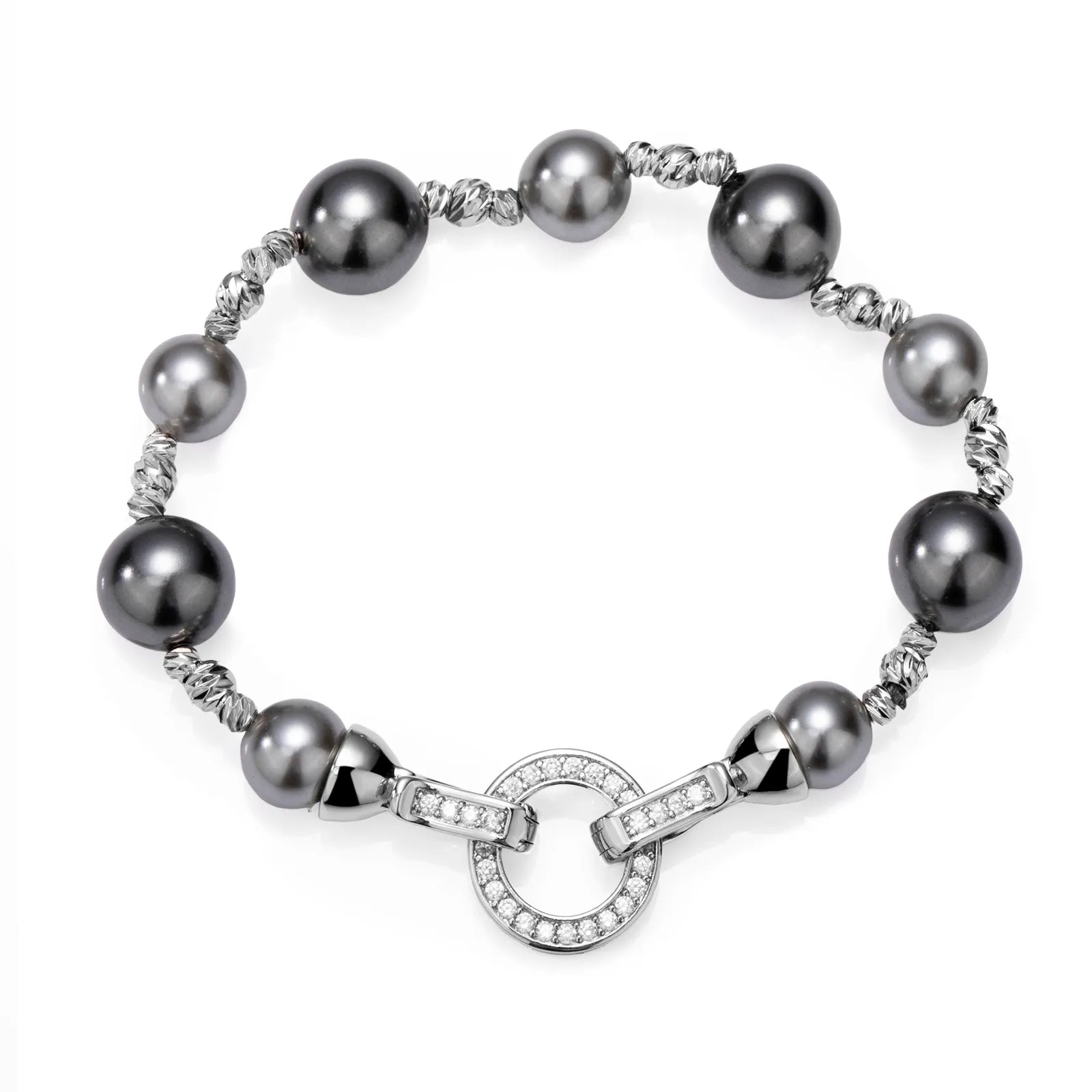 Ajatine pearl bracelet with zircon clasp, showcasing elegant jewelry