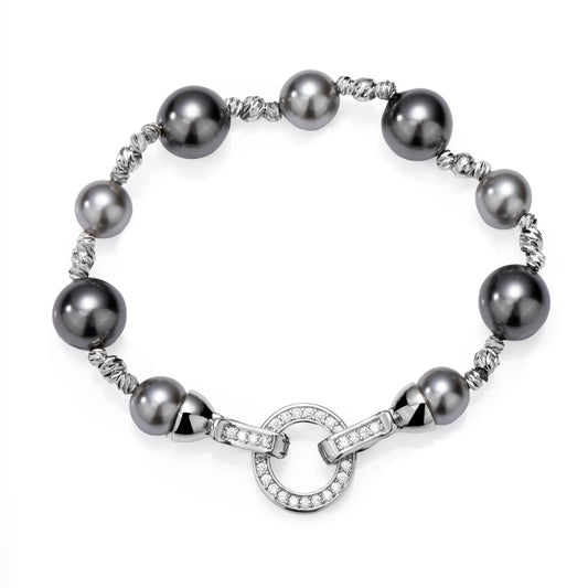 Ajatine pearl bracelet with zircon clasp, showcasing elegant jewelry