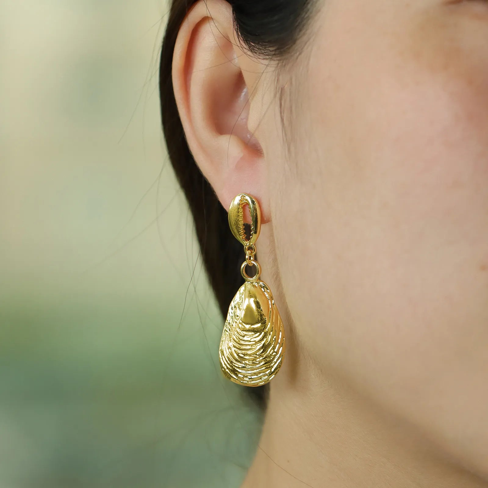 Sea Shell Drop Earring with Gold Tone for Women