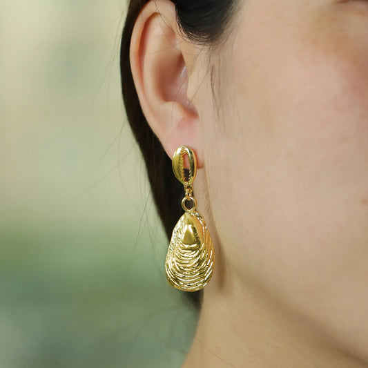 Sea Shell Drop Earring with Gold Tone for Women