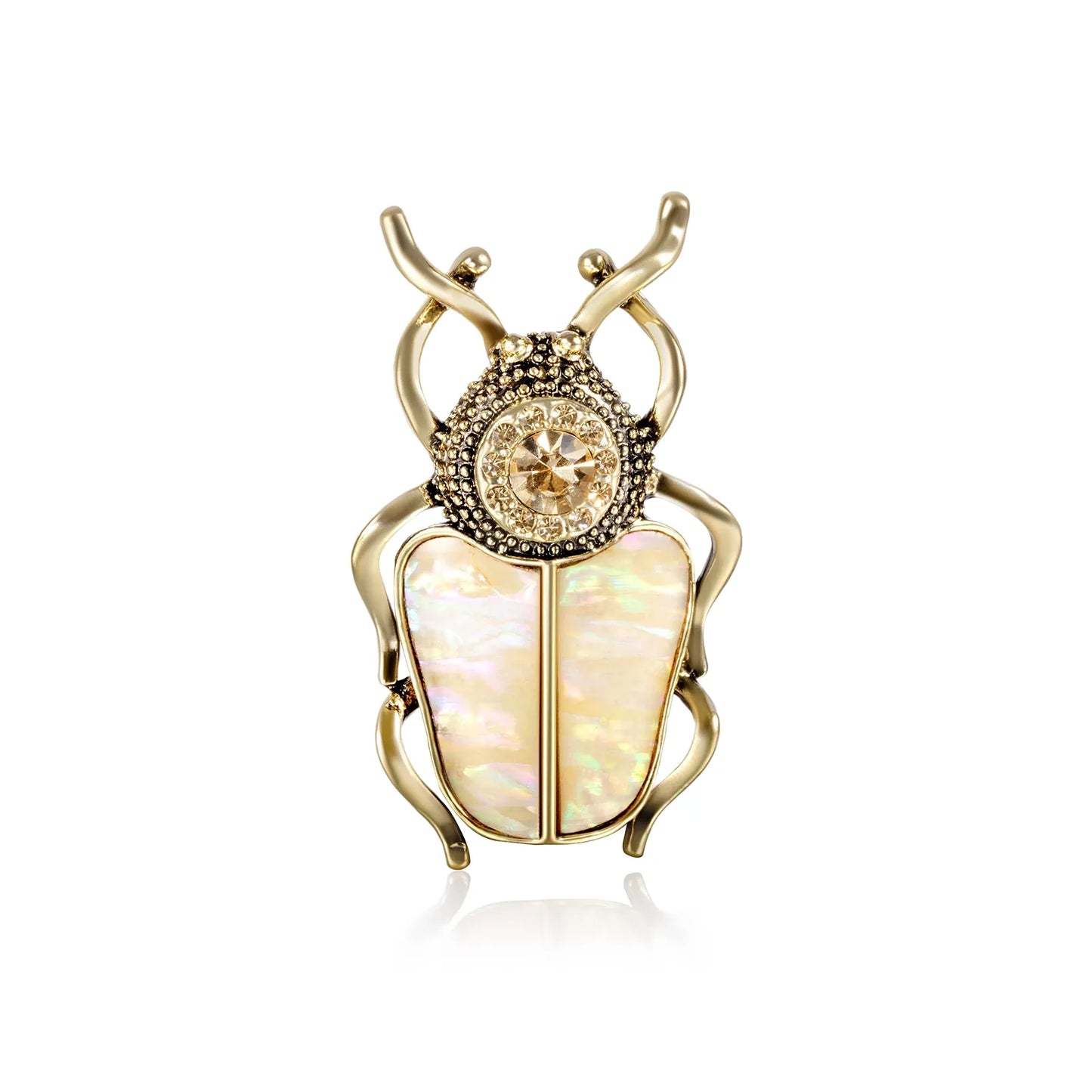 Shell Beetle Brooch Vintage Animal Lapel Pin