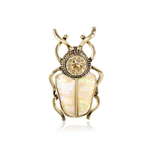 Shell Beetle Brooch Vintage Animal Lapel Pin