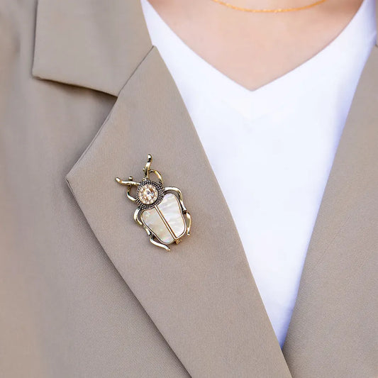 Shell Beetle Brooch Vintage Animal Lapel Pin for Women | Ajatine