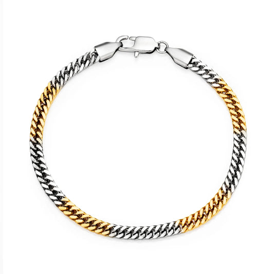 Ajatine two-tone Cuban link bracelet, hip hop style jewelry