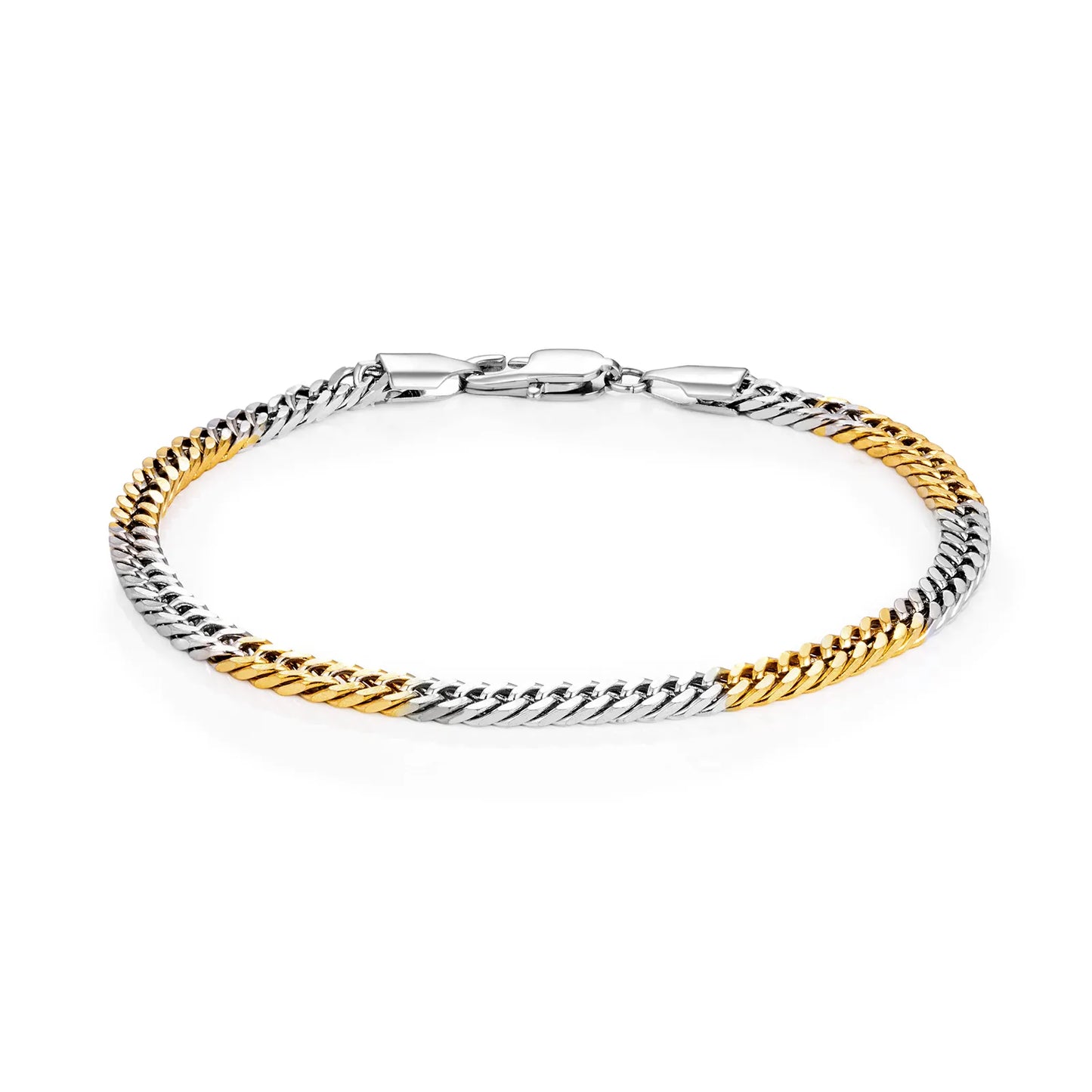 Ajatine two-tone Cuban link bracelet, hip hop style jewelry