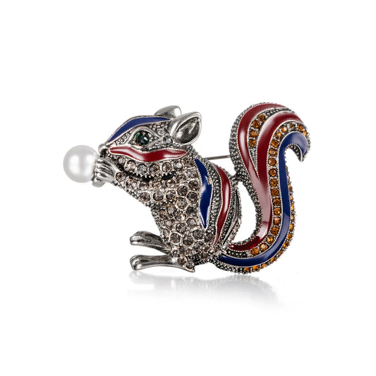 Squirrel Brooch Cute Animal Lapel Pin 
