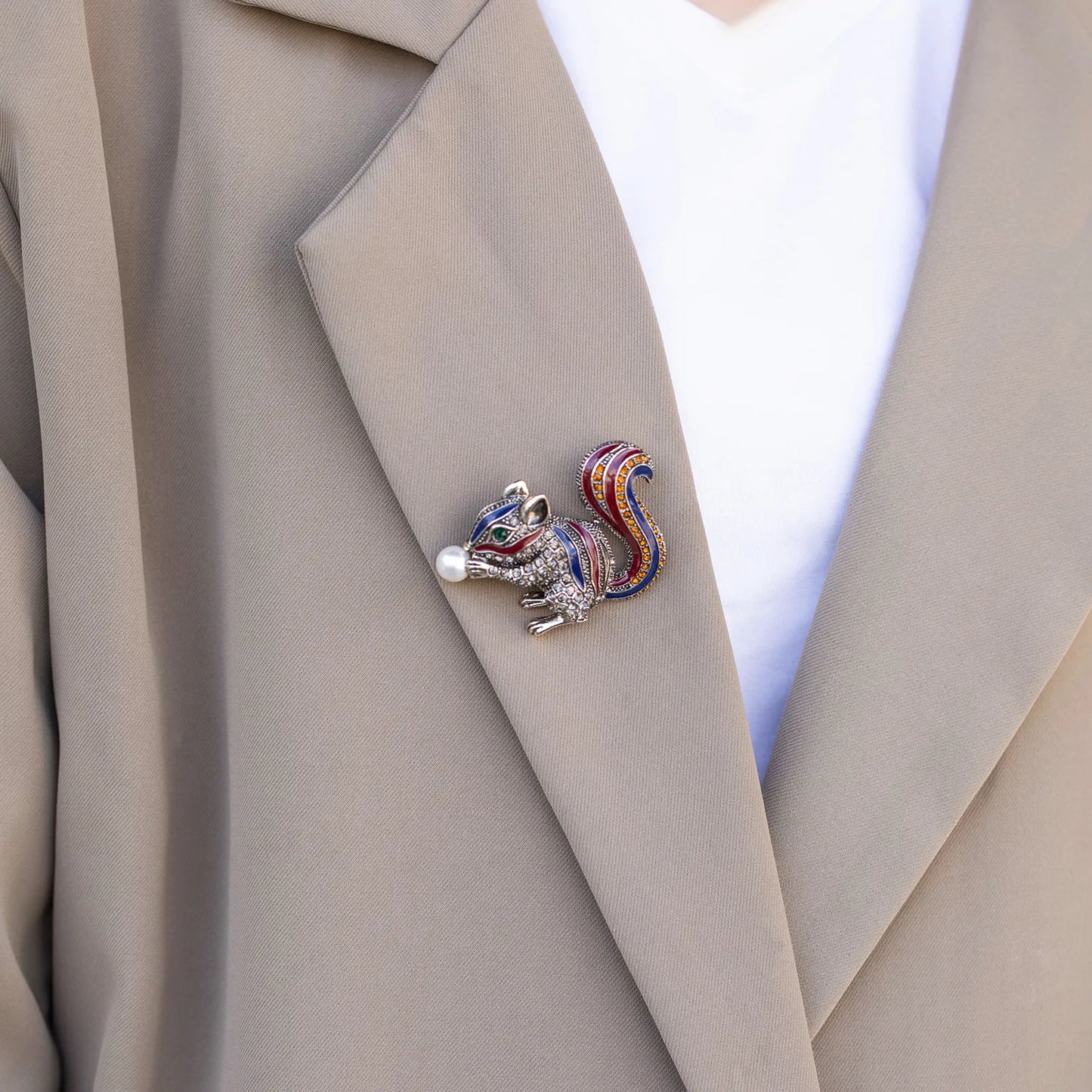 Squirrel Brooch Cute Animal Lapel Pin for Women