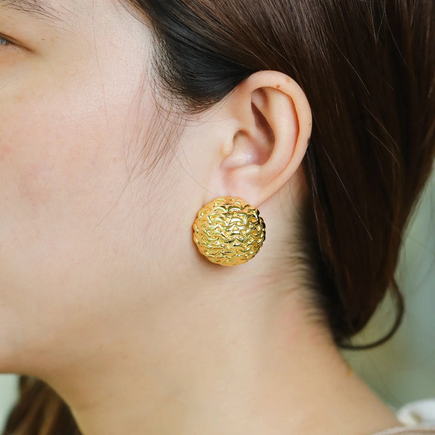 Textured Ball Earrings in Gold Tone for Women