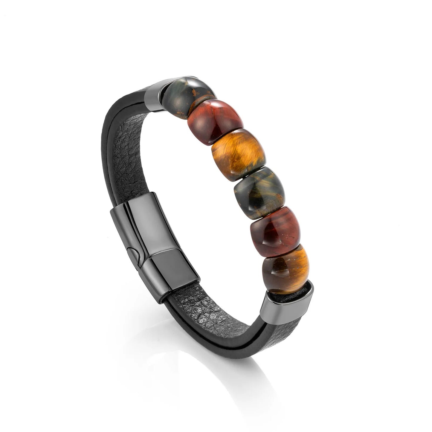 Tiger Eye Leather Bracelet for Men