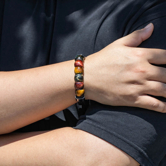 Tiger Eye Leather Bracelet for Men