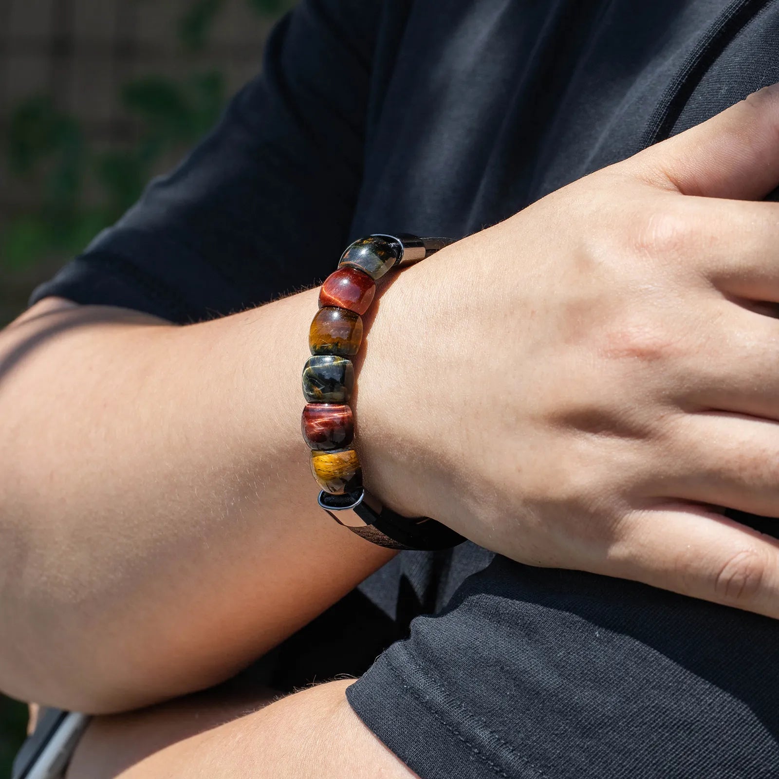 Tiger Eye Leather Bracelet for Men Daily Wear