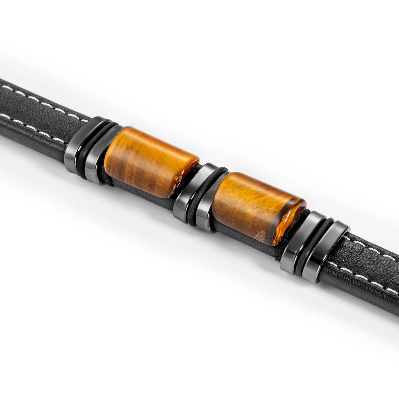 Tiger Eye Stones Leather Bracelet for Men