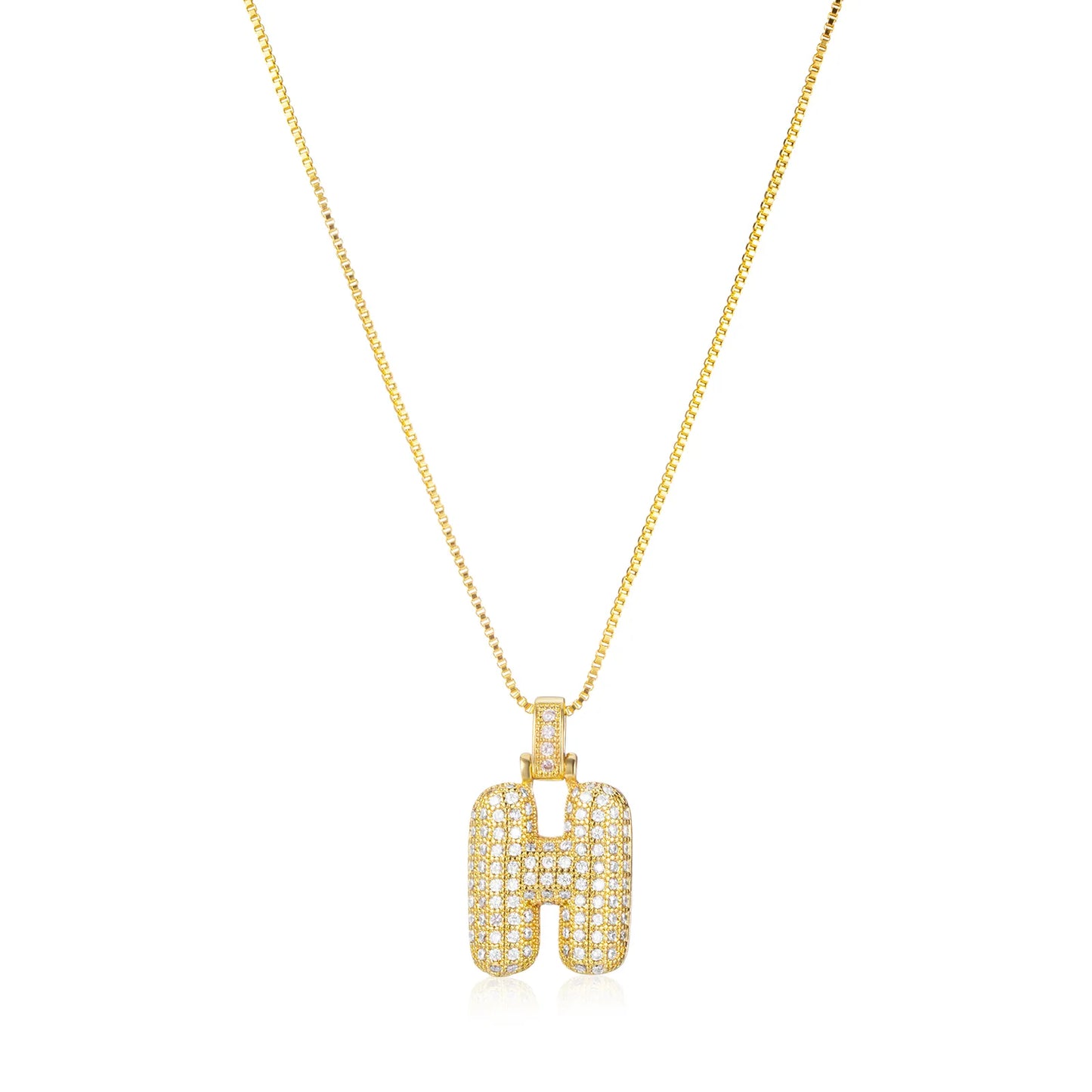 Ajatine gold H necklace with diamond pendant, elegant and sparkling jewelry