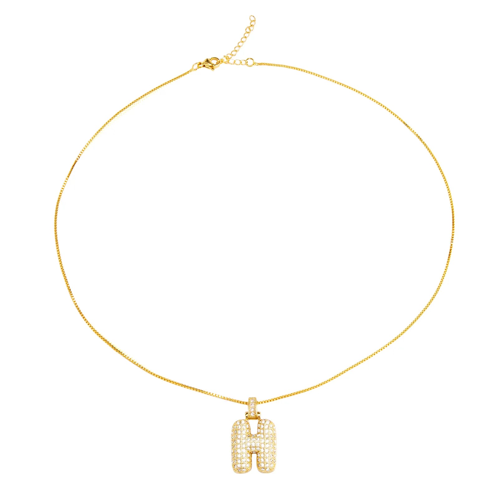 Ajatine gold H necklace with diamond pendant, elegant and sparkling jewelry