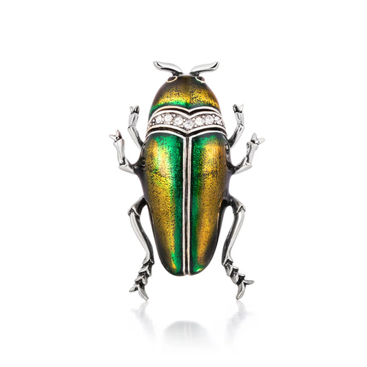 Ajatine beetle insects brooch with crystal decoration, showcasing vibrant insect - inspired jewelry design