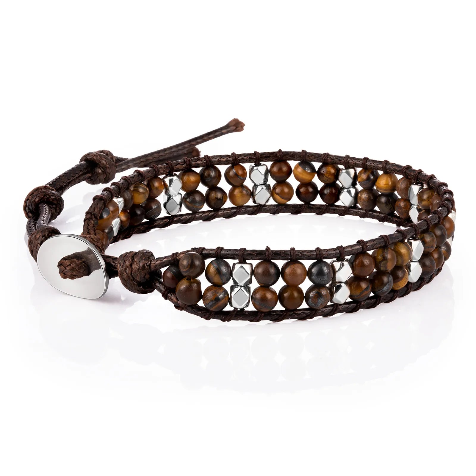 Ajatine brown beaded wrap bracelet, handmade vintage boho jewelry