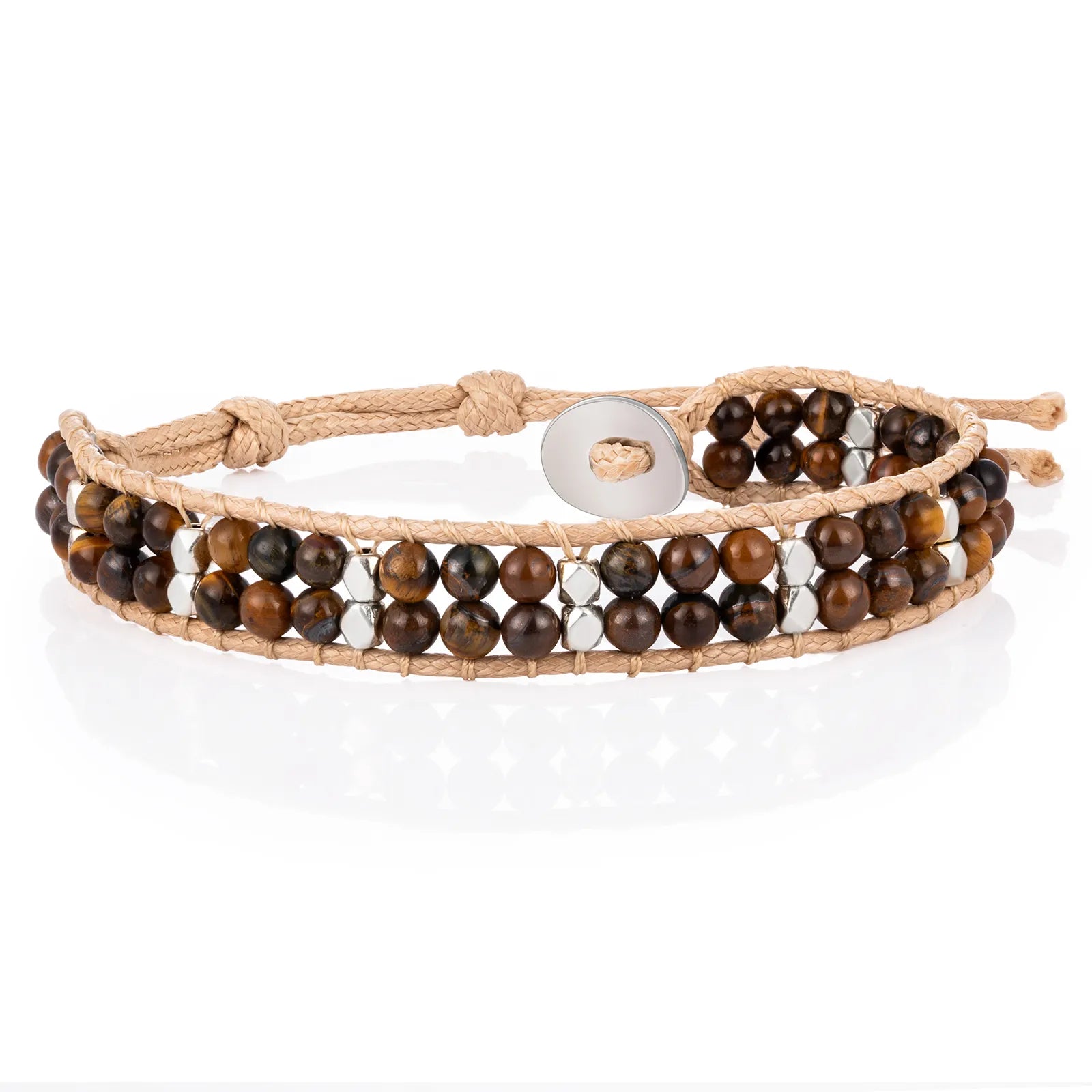 Ajatine brown beaded wrap bracelet, handmade vintage boho jewelry