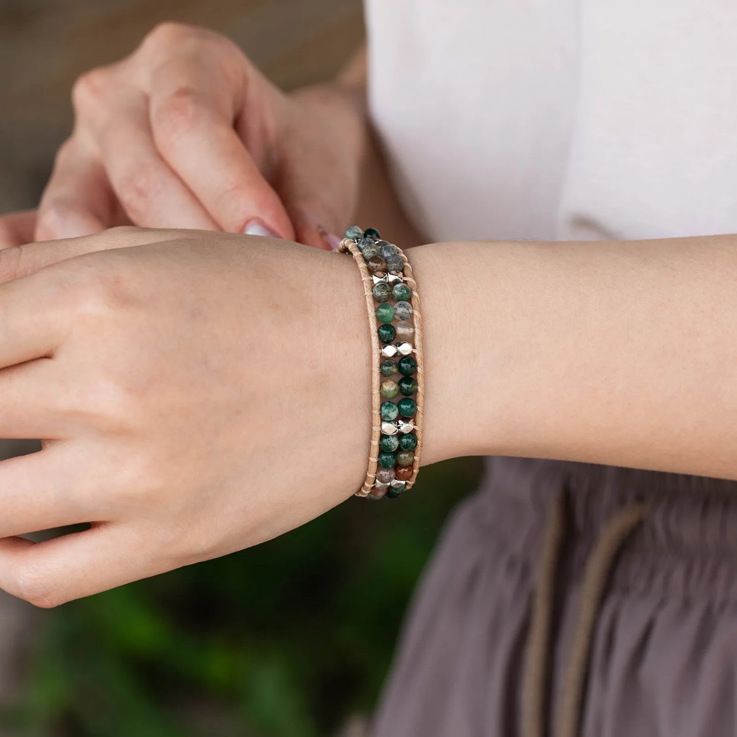 Ajatine colorful beaded wrap bracelet, handmade vintage boho jewelry