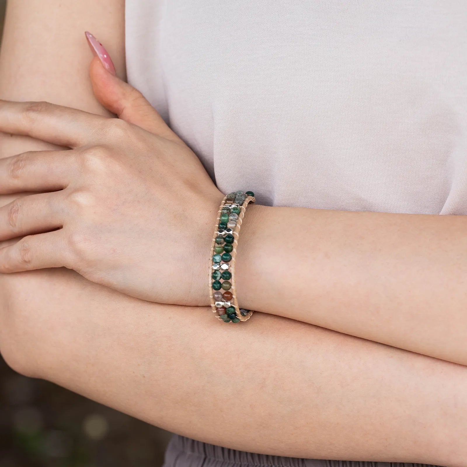 Ajatine colorful beaded wrap bracelet, handmade vintage boho jewelry