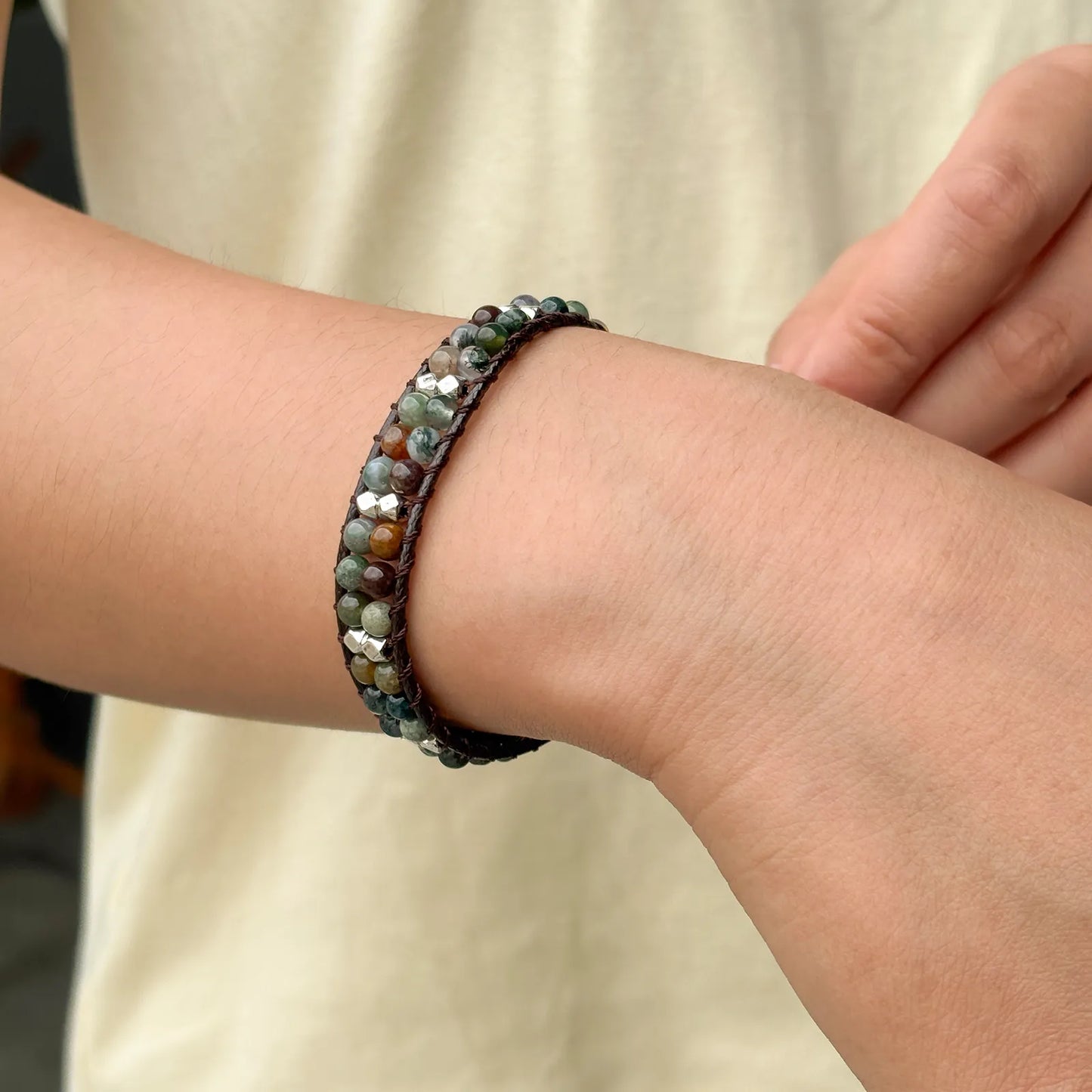 Ajatine colorful beaded wrap bracelet, handmade vintage boho jewelry