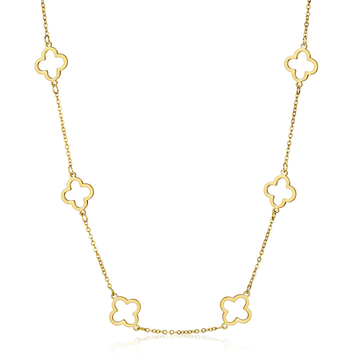 Ajatine gold clover necklace, hollow four leaf clover design