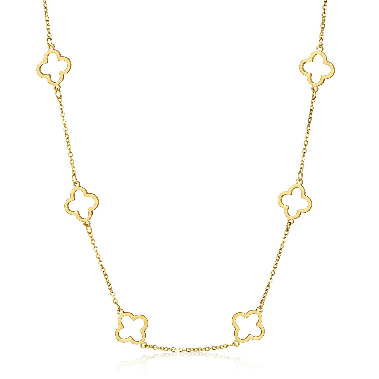 Ajatine gold clover necklace, hollow four leaf clover design