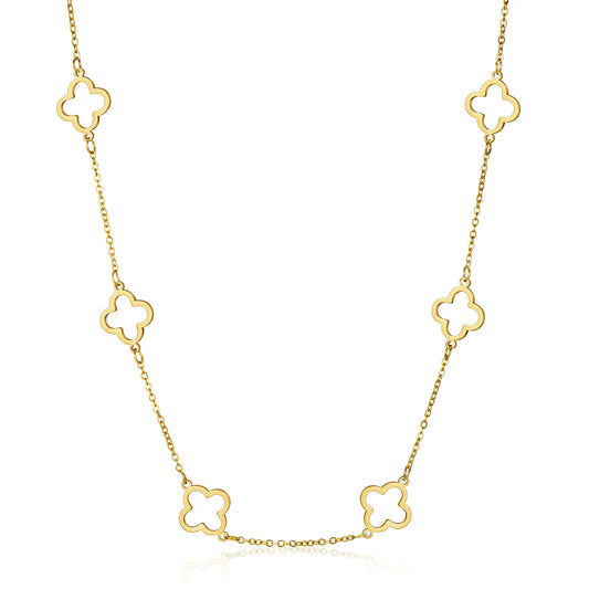 Ajatine gold clover necklace, hollow four leaf clover design