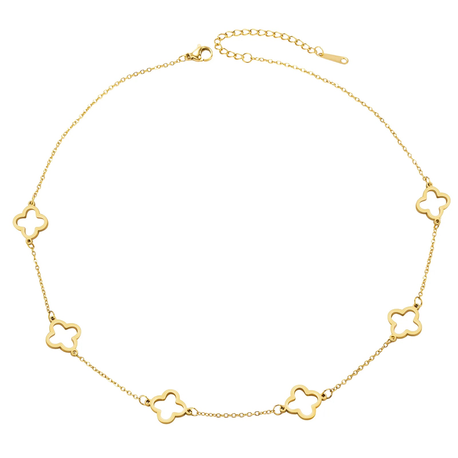 Ajatine gold clover necklace, hollow four leaf clover design