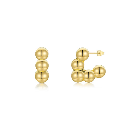 Ajatine beaded hoop earrings with stacked gold ball design, perfect for chic and versatile styling