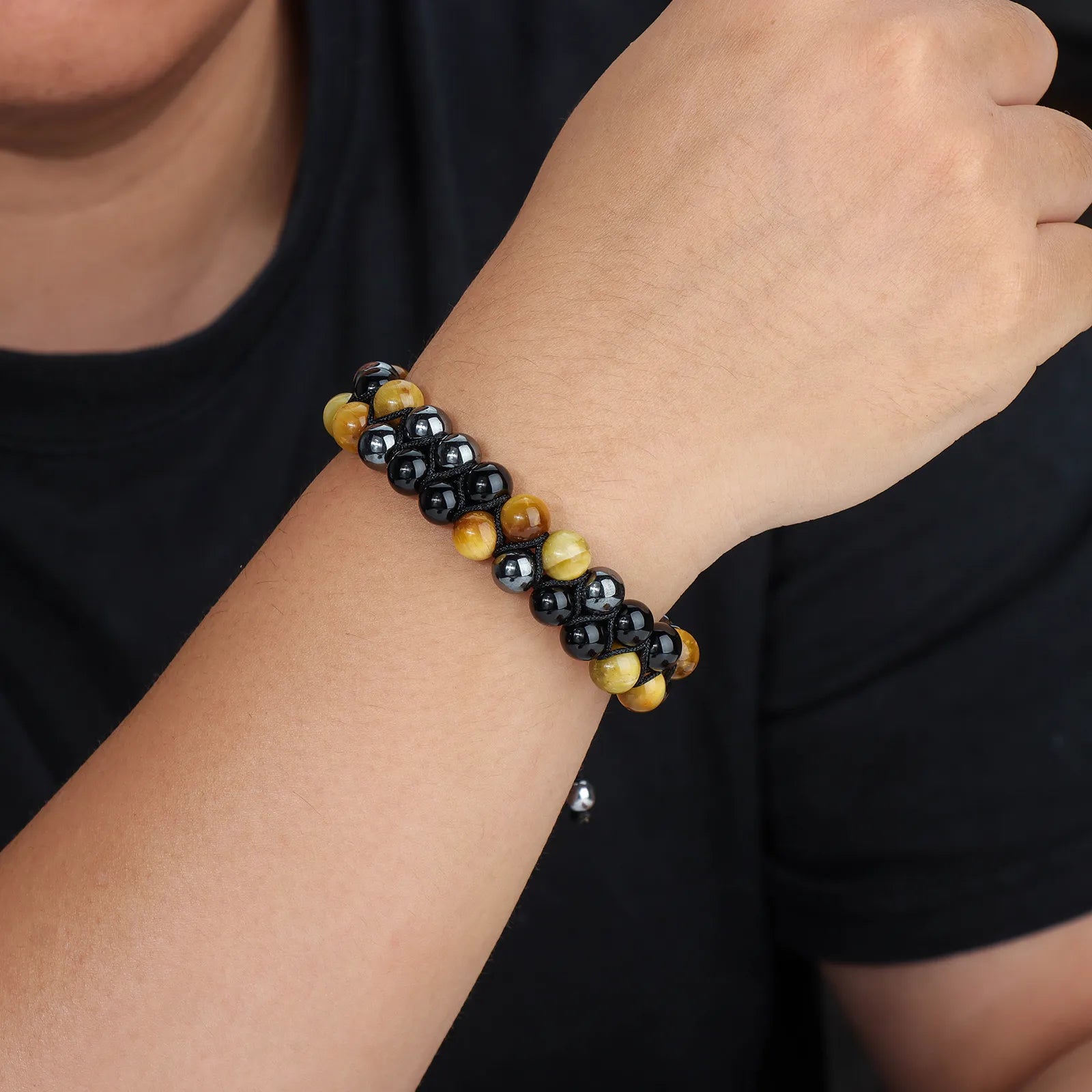 Ajatine double layer beaded bracelet, adjustable design