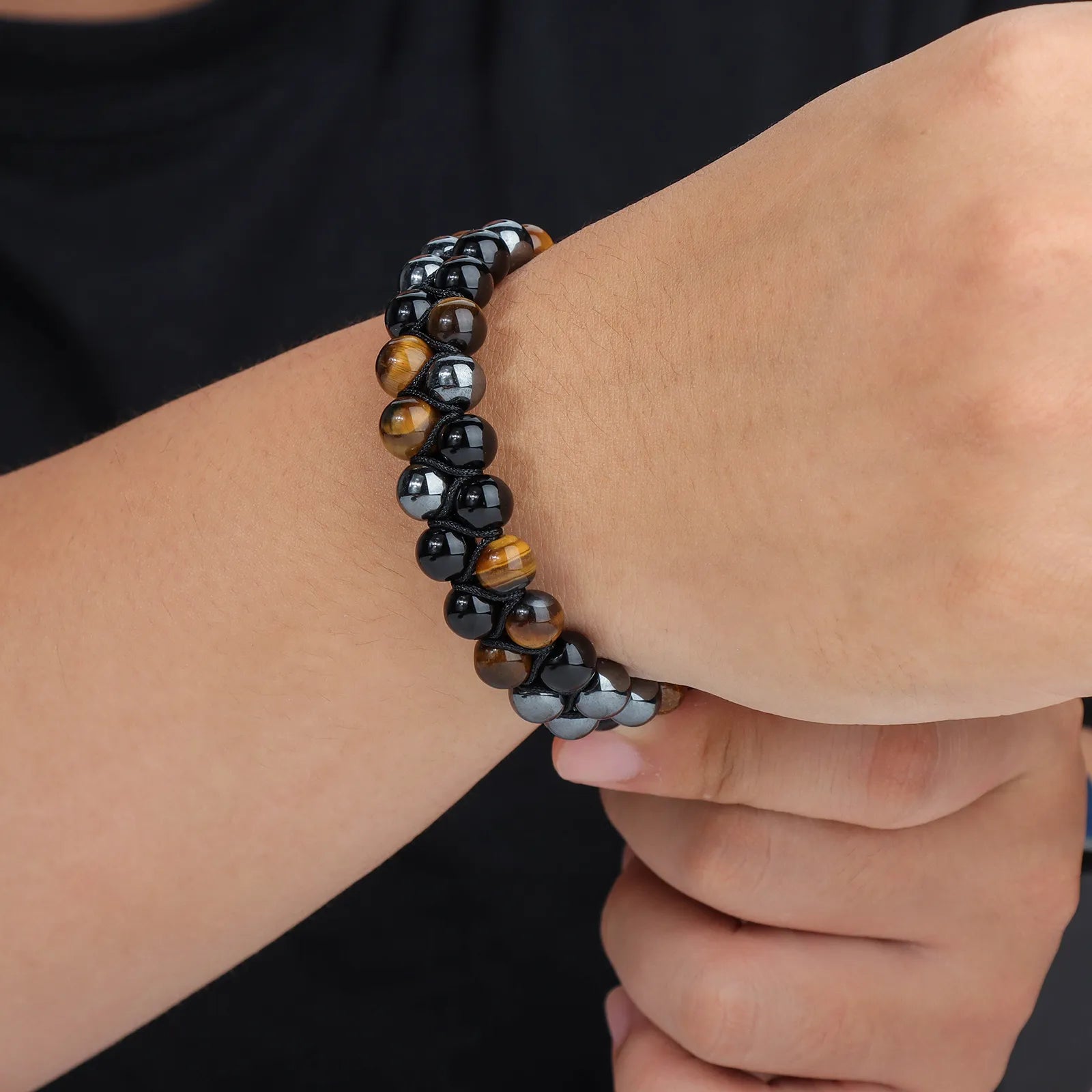 Ajatine double layer beaded bracelet, adjustable design