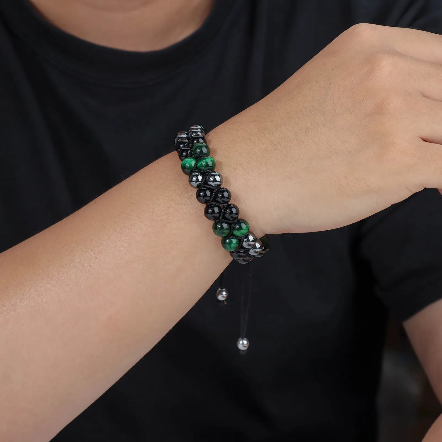 Ajatine double layer beaded bracelet, adjustable design