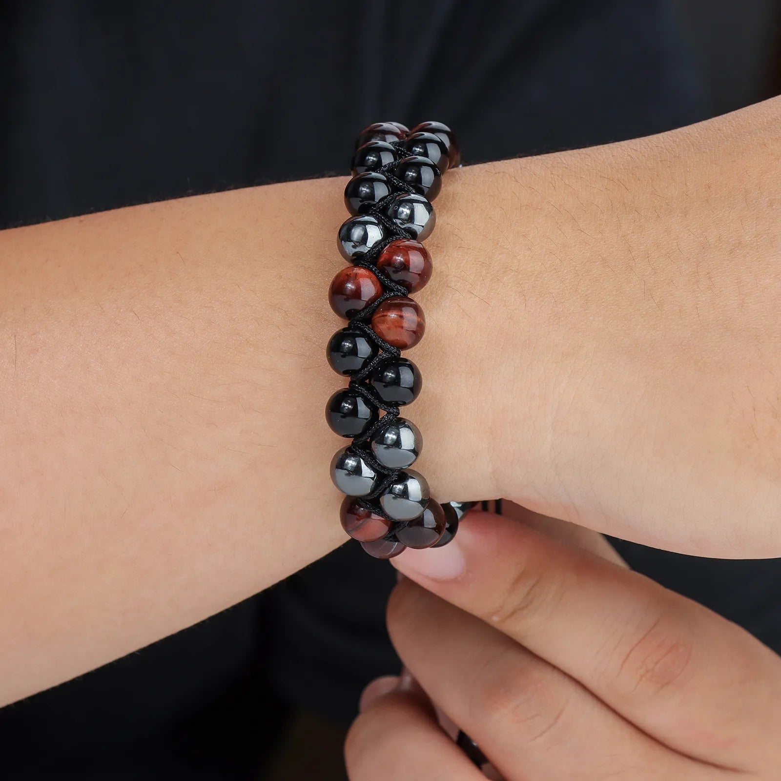 Ajatine double layer beaded bracelet, adjustable design