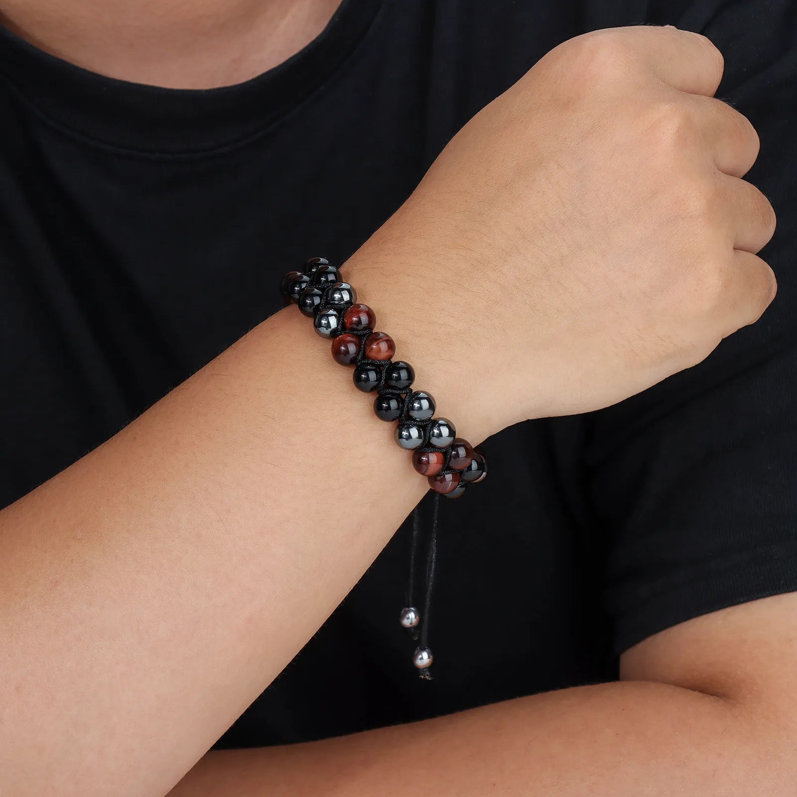 Ajatine double layer beaded bracelet, adjustable design