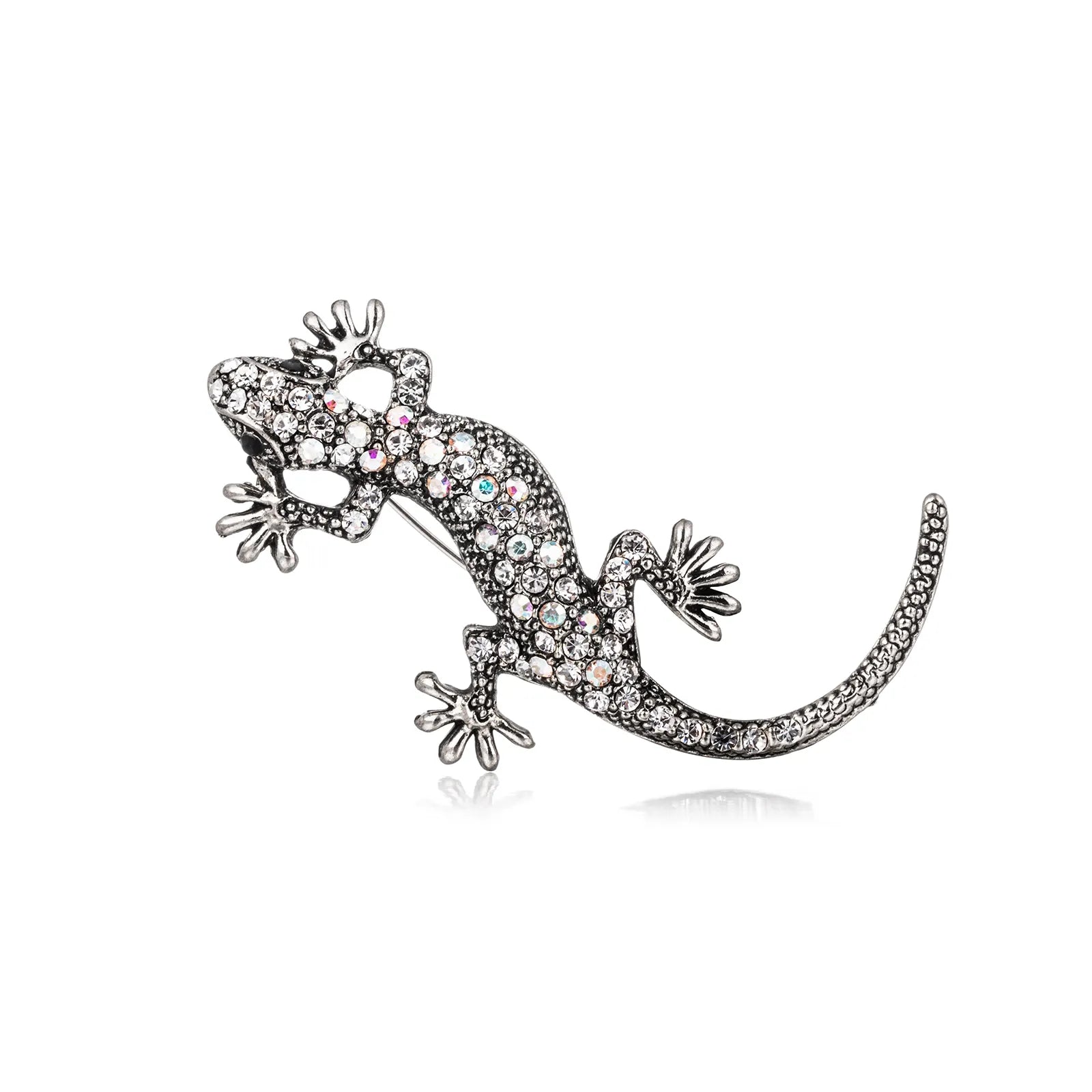 Ajatine vintage crystal lizard brooch, sparkling animal pin for fashion styling