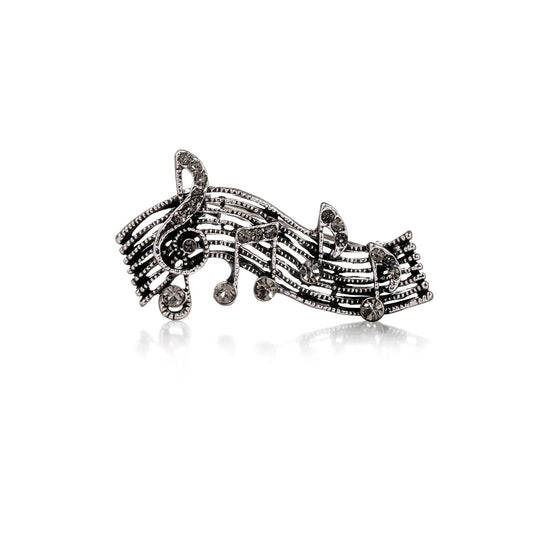 Ajatine vintage music note brooch with crystal, fashion accessory
