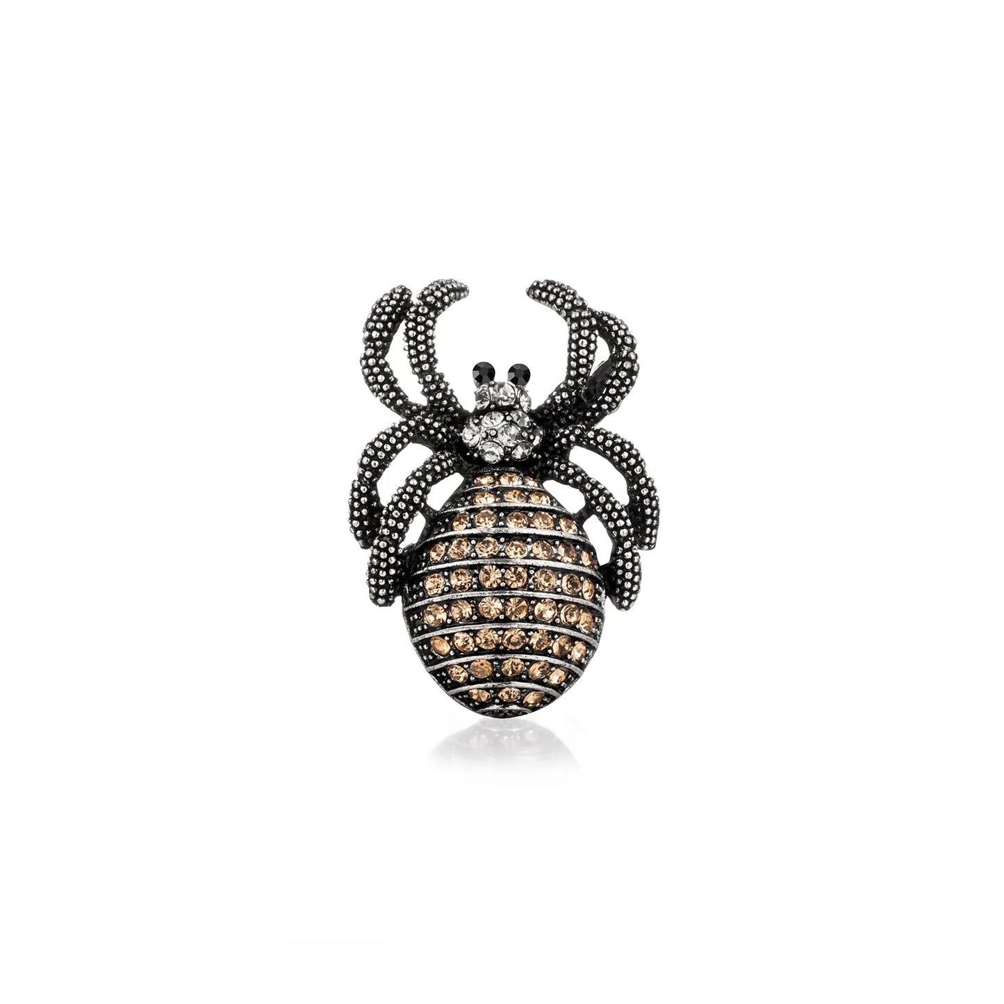 Ajatine Crystal Spider Brooch, vintage punk style insect jewelry