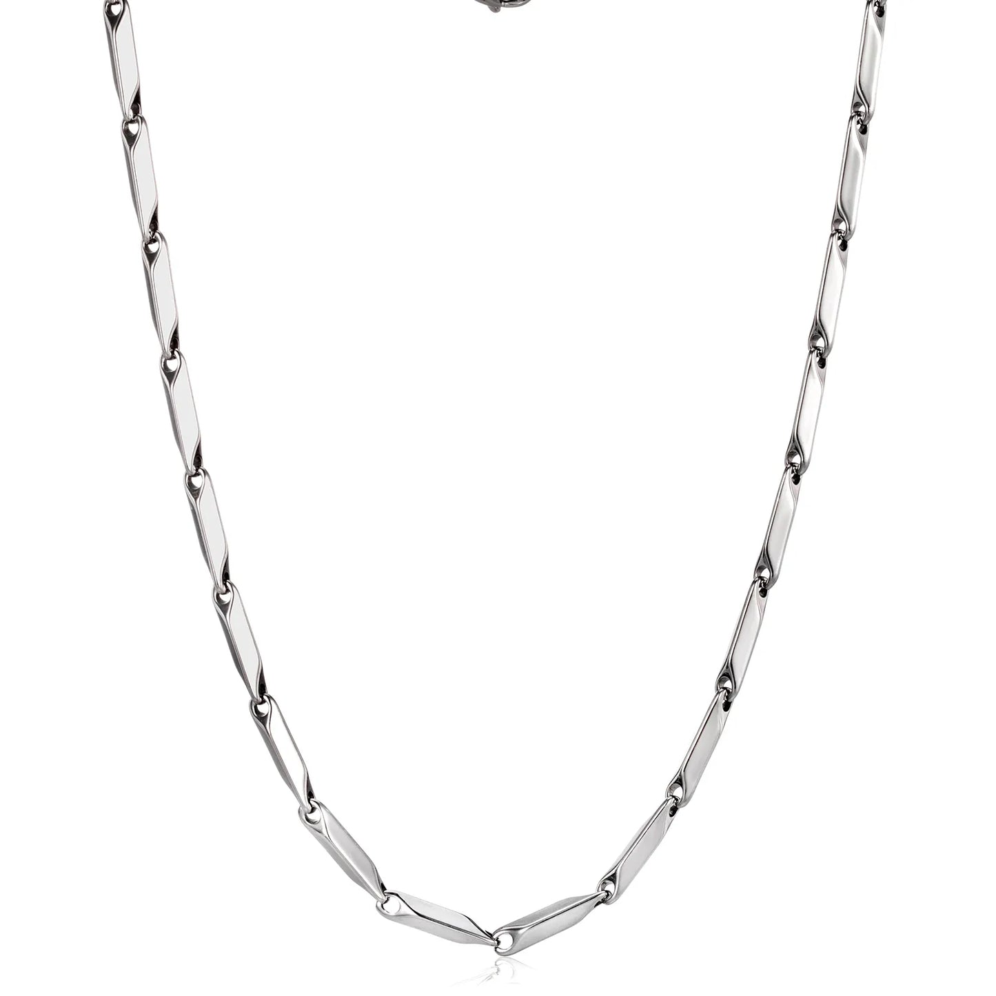 Ajatine silver tone stainless steel link chain necklace, minimalist design for daily