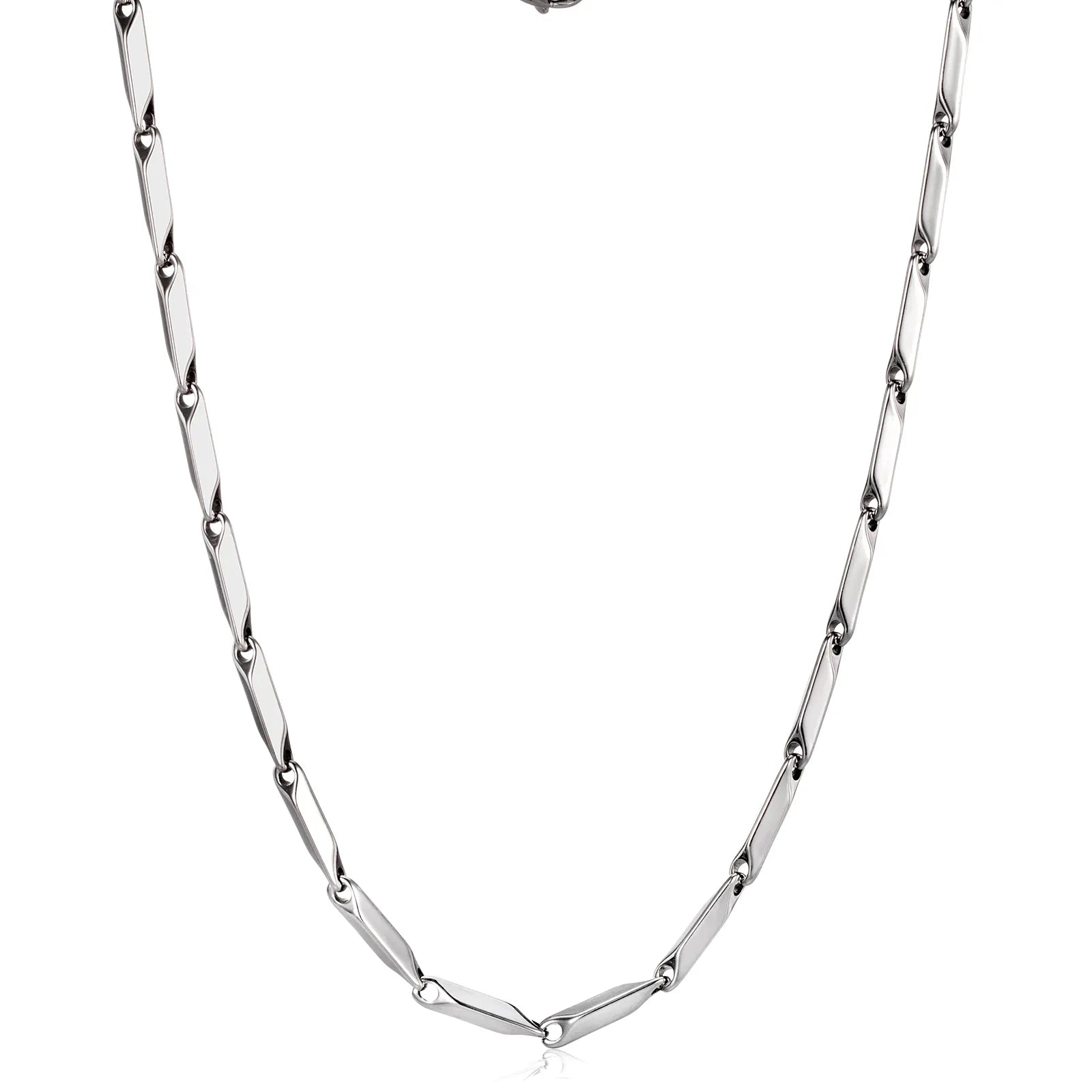 Ajatine silver tone stainless steel link chain necklace, minimalist design for daily