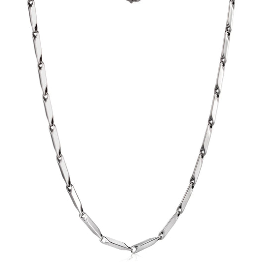 Ajatine silver tone stainless steel link chain necklace, minimalist design for daily